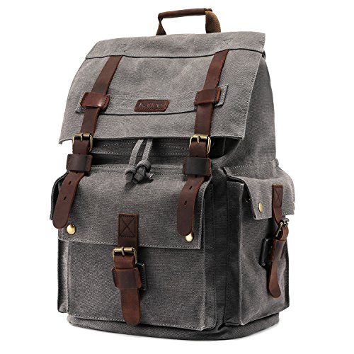 Kattee Men's Leather Canvas Backpack