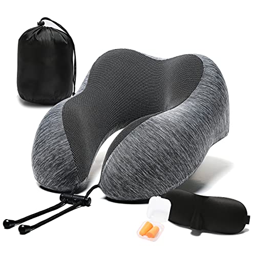 Microzo Memory Foam Travel Pillow with Cooling Cover