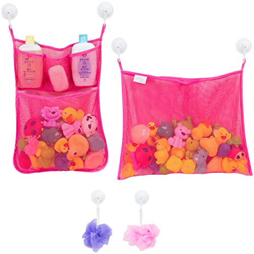 2 x Mesh Bath Toy Organizer + 6 Ultra Strong Hooks
