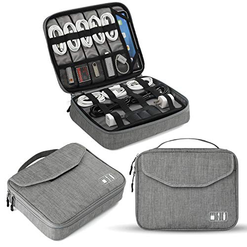Double Layer Travel Cable Organizer Bag - Grey