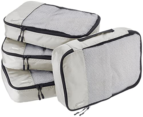 Basics 4 Piece Packing Travel Organizer Cubes Set, Small, Medium,  Large, and Slim, Gray