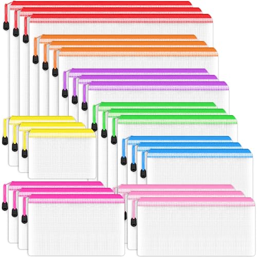 Mesh Zipper Pouch, 8 Sizes 8 Colors - Organizing, Multipurpose Waterproof Document Pouches