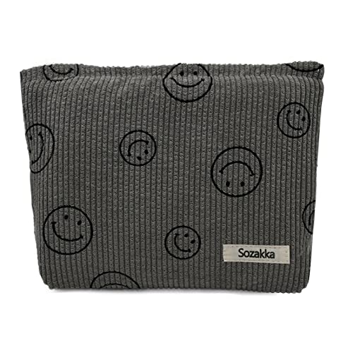 Corduroy Makeup Bags Aesthetic Preppy Makeup Bag Smile Makeup Organizer