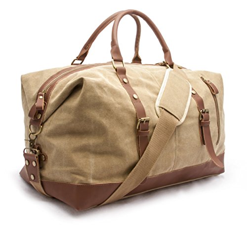 Vintage Canvas Duffle Bag - Classic Weekender Travel Duffel