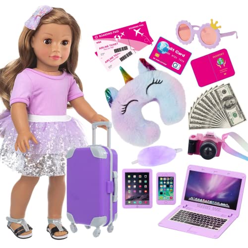 18 Inch Girl Doll Travel Suitcase Play Set