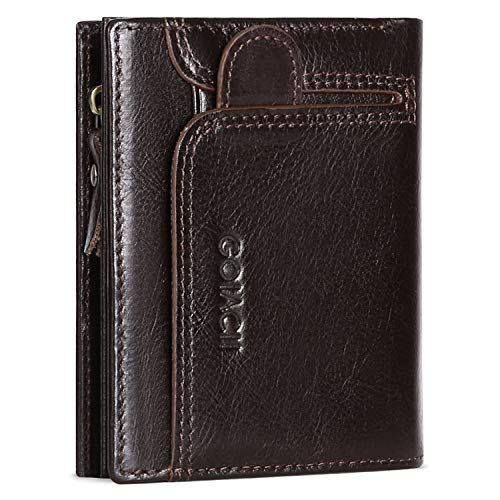 GOIACII Men Leather Wallet RFID Blocking Bifold Purse