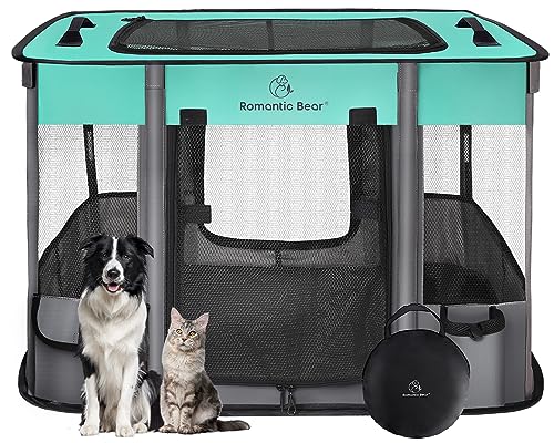 Foldable Dog Playpen with Water-Resistant Shade Cover