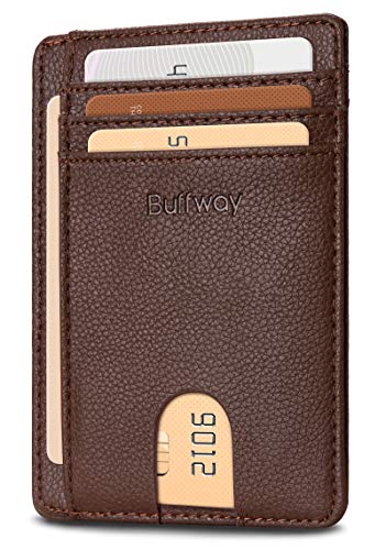 Buffway Slim RFID Blocking Leather Wallet