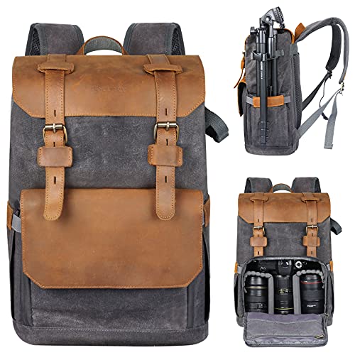 Endurax Leather Camera Backpack Bag for Photographers Endurax Leather Camera Backpack Bag for Photographers