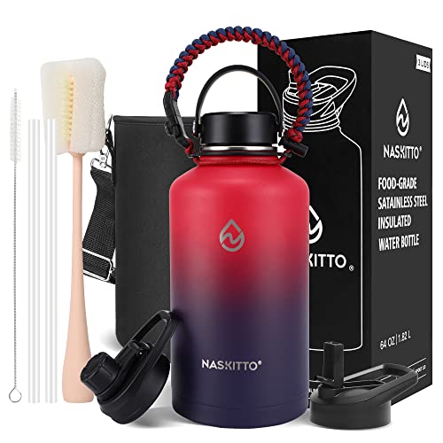 Naskitto 64 oz Water Bottle with Paracord Handle