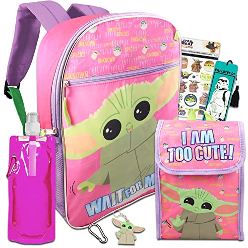 Baby Yoda Backpack with Lunch Box for Girls Set
