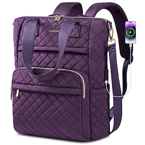 Convertible Backpack Tote Laptop Work Bag with USB Port