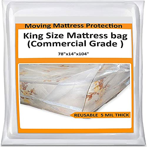King Mattress Bag Cover - Plastic Protector for Moving Storage