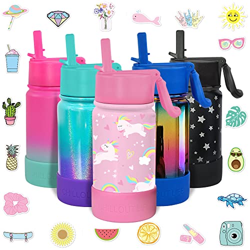 CHILLOUT LIFE Kids Insulated Water Bottle with Straw Lid