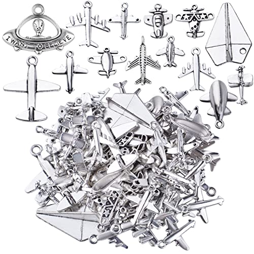 Antique Silver Aircraft Airplane Charms