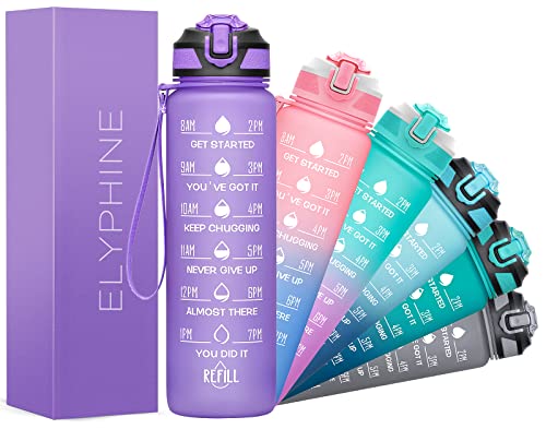 ELYPHINE 32OZ Water Bottle with Straw & Time Marker