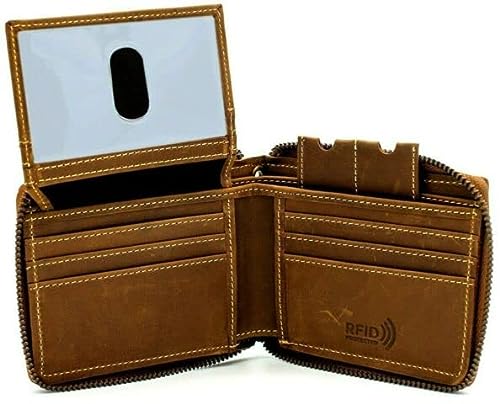 RFID Safe Leather Bifold Chain Wallet