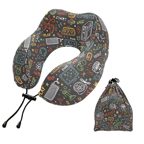 JIPONI Memory Foam Neck Pillow with Attachable Snap Strap