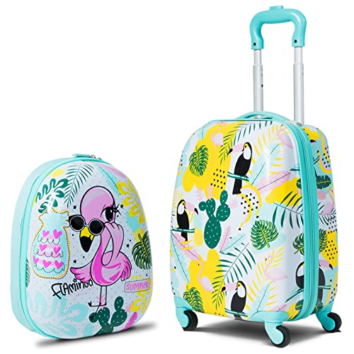 BABY JOY Kids Luggage Set with Carry-on Suitcase & Backpack