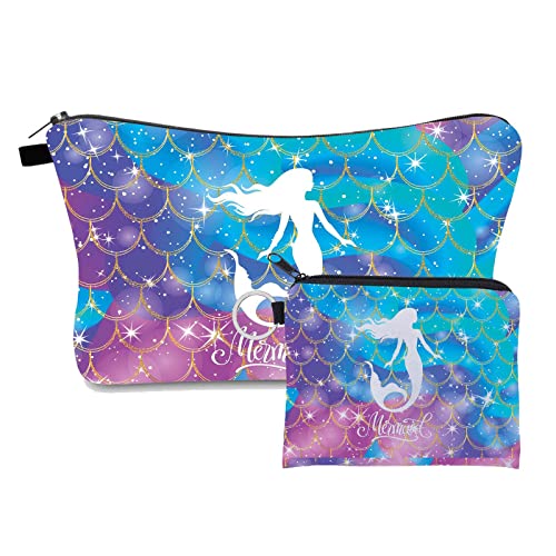 SWEET UNICORN Mermaid Pattern Makeup Bag 2PCS Set