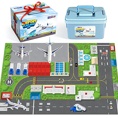 Airplane Toy Set with Kids Activity Play Mat