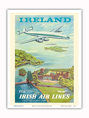 Vintage Airline Travel Poster - Ireland, Fly Irish Air Lines
