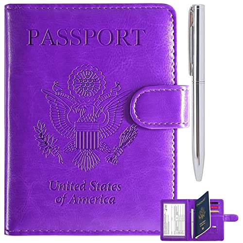 RSAquar Passport Holder with RFID Blocking, Purple