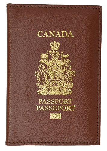 Genuine Leather Canada Passport Wallet with Emblem (Burgundy)