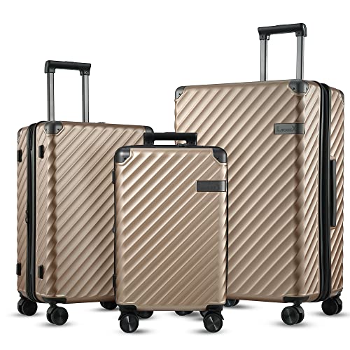 LUGGEX 3 Piece Luggage Sets with Spinner Wheels