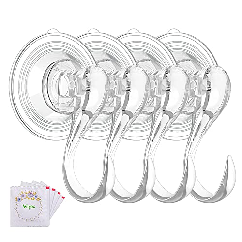 Small Clear Heavy Duty Vacuum Suction Hooks with Wipes Removable Window Glass Door Suction Hangers Reusable Suction Cup Holders