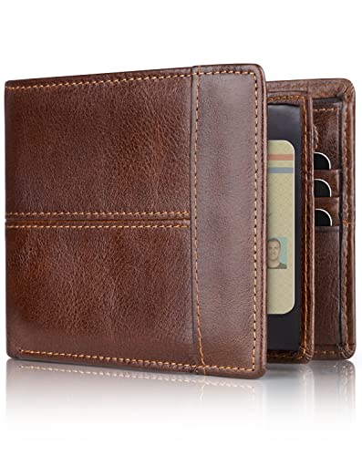 Swallowmall Mens RFID Blocking Leather Bifold Wallet