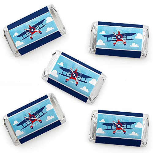 Taking Flight Airplane Mini Candy Bar Wrapper Stickers - 40 Count