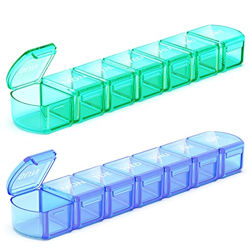 XL Pill Organizer 2 Pack, Weekly Pill Case, BPA Free