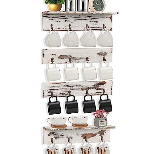 TRSPCWR Coffee Mug Rack with Storage Shelf