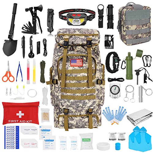 Survival Gear Professional Kit and Large Camping Backpack