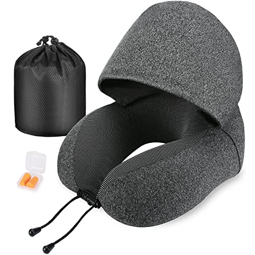 Memory Foam Travel Pillow with Hood