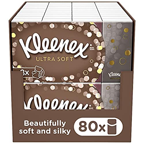 Luxurious Kleenex Ultra Soft Facial Tissues - 80 Travel Pocket Packs