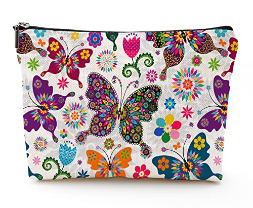 YUMQSEOS Makeup Bag for Women - Butterfly and Flower