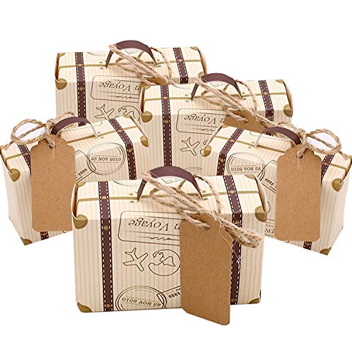 Faylapa Suitcase Candy Boxes - Vintage Kraft Paper Gift Bag