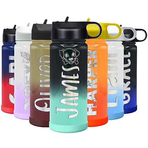 Personalized Kids Water Bottle with Lid and Silicone Boot