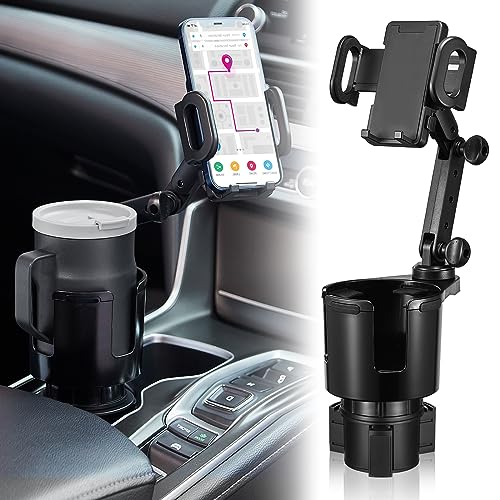 2-in-1 Car Cup Holder Expander with Phone Mount