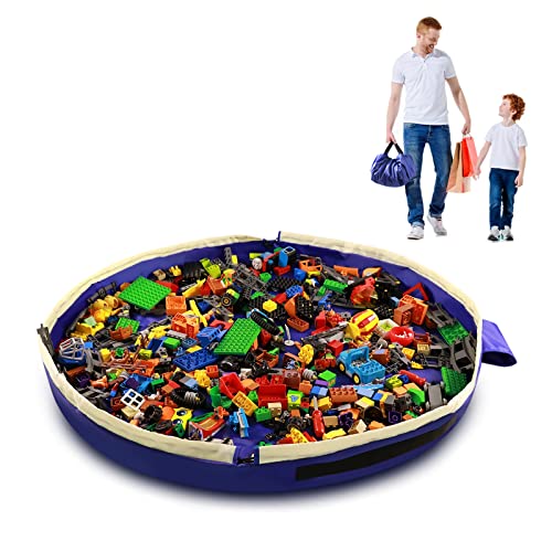 Toy Storage Mat Bag for Lego - Blue 47inch