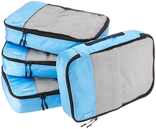 Amazon Basics Travel Organizer Cubes Set - Medium, Sky Blue