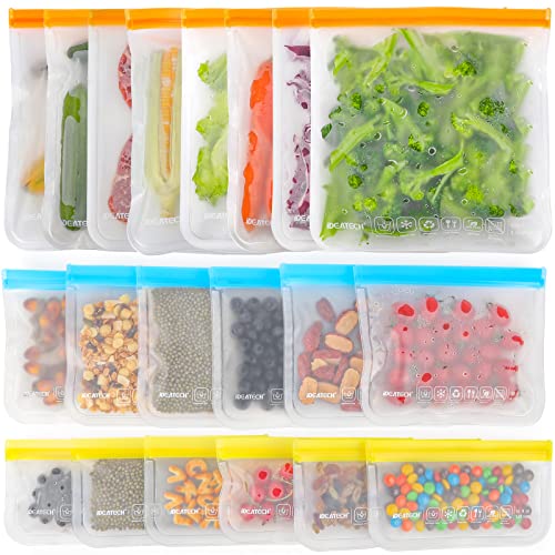Reusable Storage Bags, 20Pack BPA Free PEVA Reusable Freezer Bags