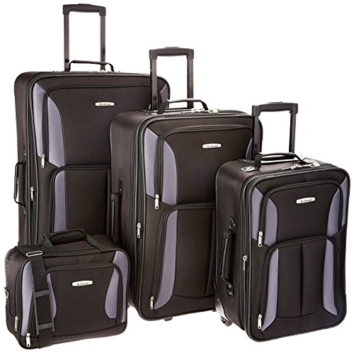 Rockland Journey Luggage Set, Black/Gray, 4-Piece (14/19/24/28)