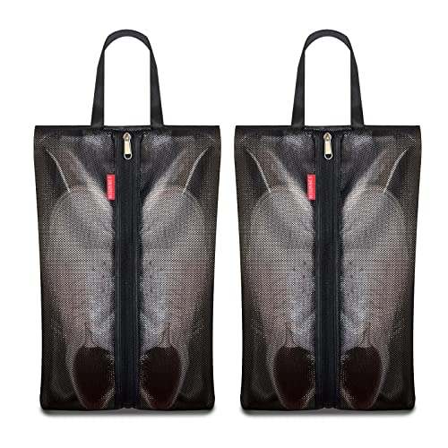 Large Waterproof Shoe Bags for Travel (2 Pack Black)