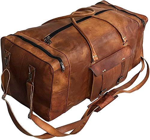 Large Leather Duffel Bag - 32 Inch