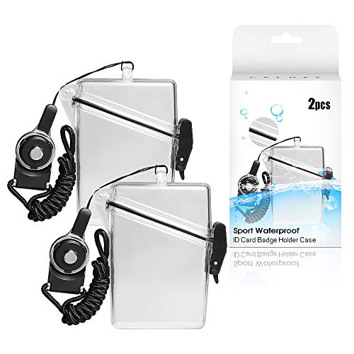 Waterproof ID Card Holder with Lanyard - 2 Pack