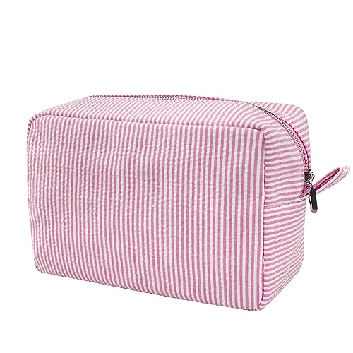 Seersucker Women Aesthetic Organizer Storage Pouch