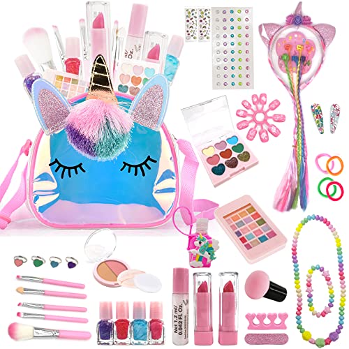 M&U Kids Real Makeup Kit with Glitter Unicorn Bag